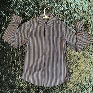 Gucci Long Sleeve Navy Blue and White Striped